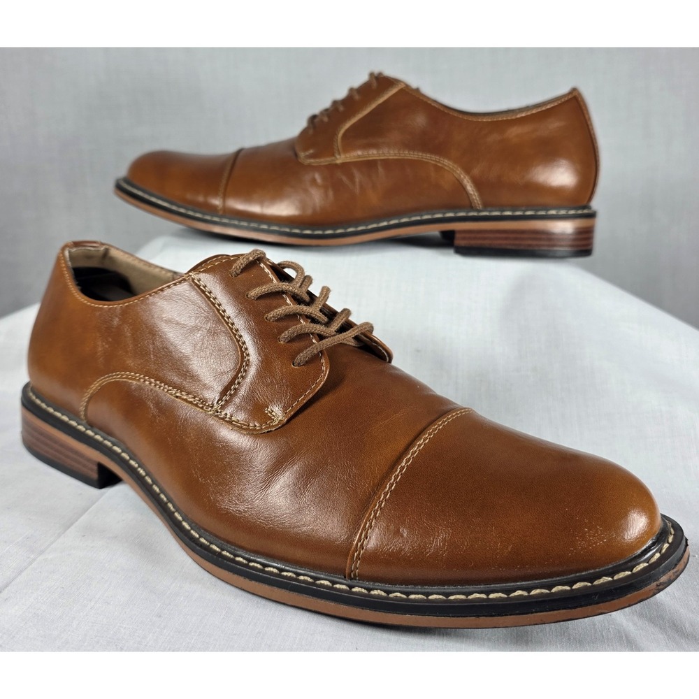 Dexter Comfort Men's Tan Brown Cap Toe Memory Foam Dress Shoes 9.5
